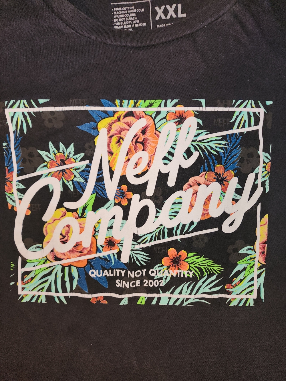 Neff Company Floral Logo Tee - Black with Multicolor Floral Print
